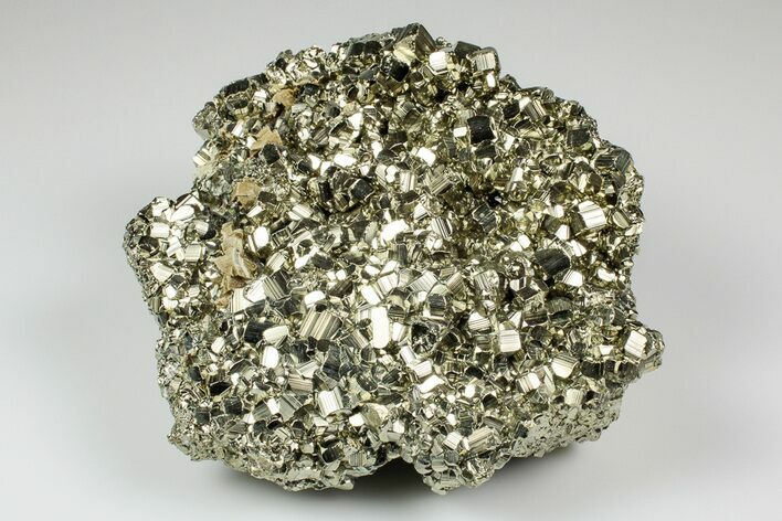 Gleaming, Striated Pyrite Crystal Cluster with Siderite - Peru #195745